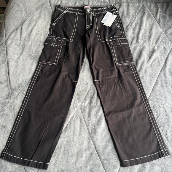 True Religion x Urban Outfitters Exclusive Black Cargo Jeans Size 29 NEW w tags - Picture 1 of 8